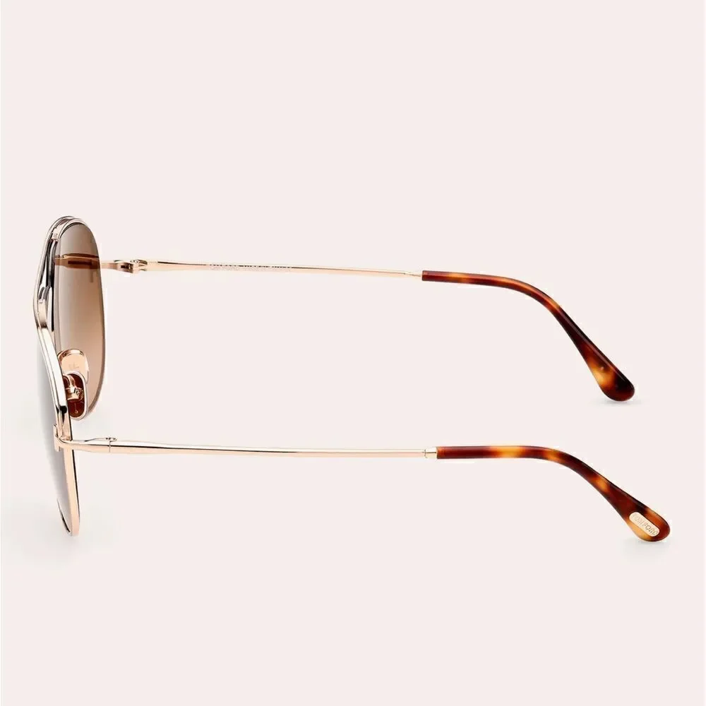 Tom Ford Theo 60mm Gradient Pilot Sunglasses Rose Gold MSPR $ 550.00